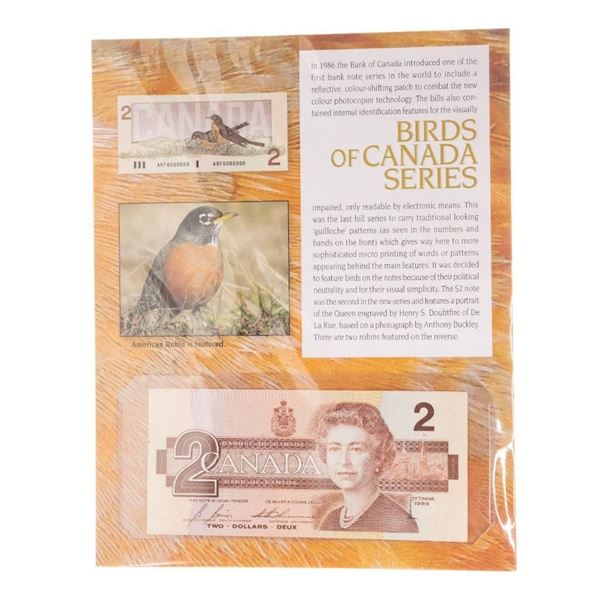 Birds of Canada 1986 Two Dollars on Giclee Art Car