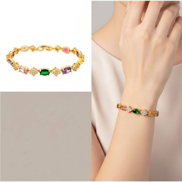 18kt Oro Laminado Gemstone Bracelet - 9 Coloured O