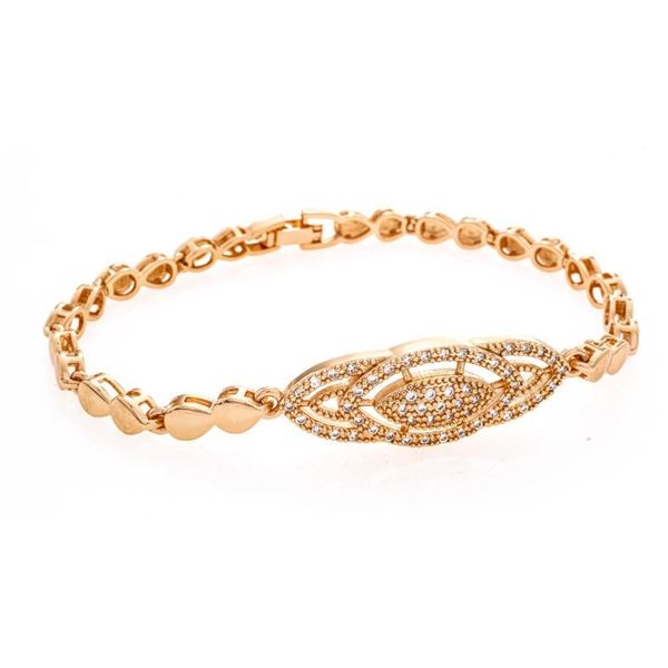 18kt G.P. Fancy Bracelet w White Gemstones