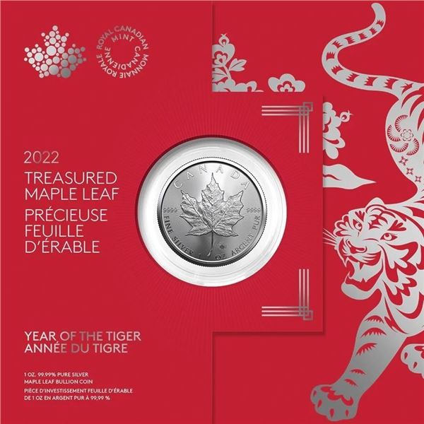 2022 $5 Treasured Silver Maple Leaf: Year of the T