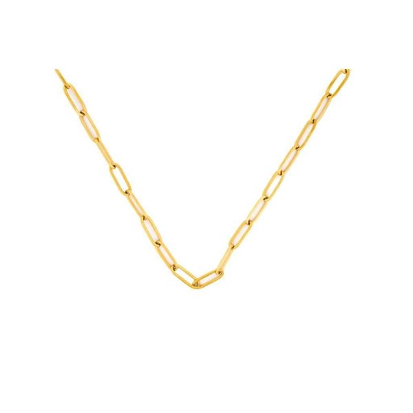 18kt G.P. 316L Stainless Steel Paper Clip Link Nec