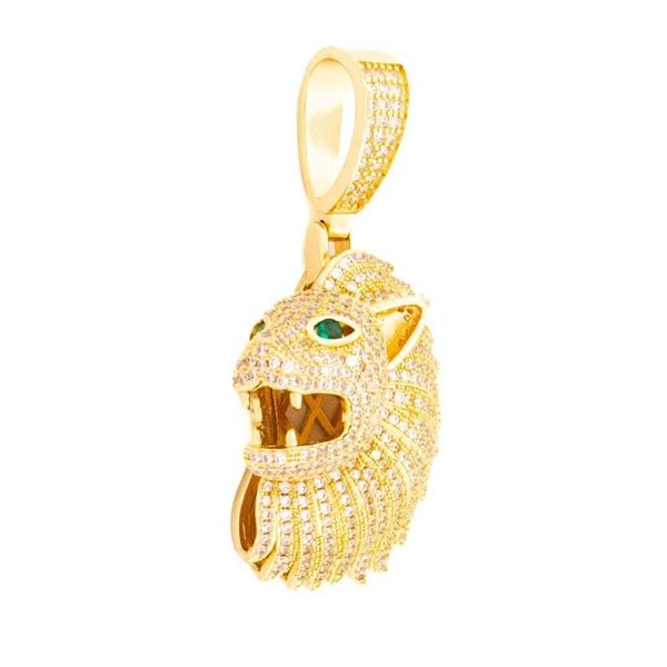 18kt Oro Laminado Custom Panther Head Pendant Micr