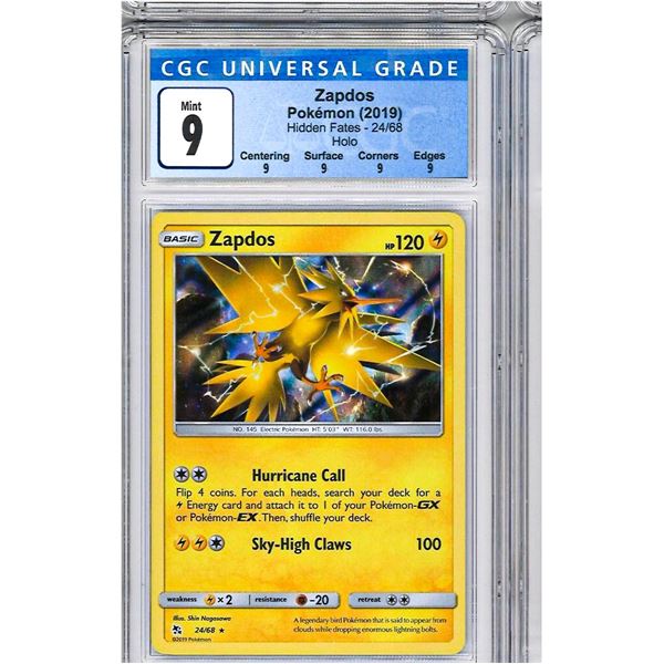 MR - PokŽmon TCG Zapdos Hidden Fates 24/68 Holo Ho
