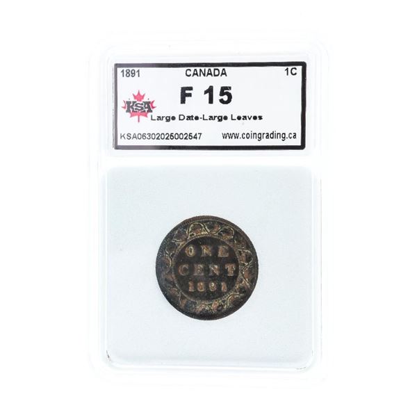 Canada 1891 Historical Large One Cent Coin F15 KSA