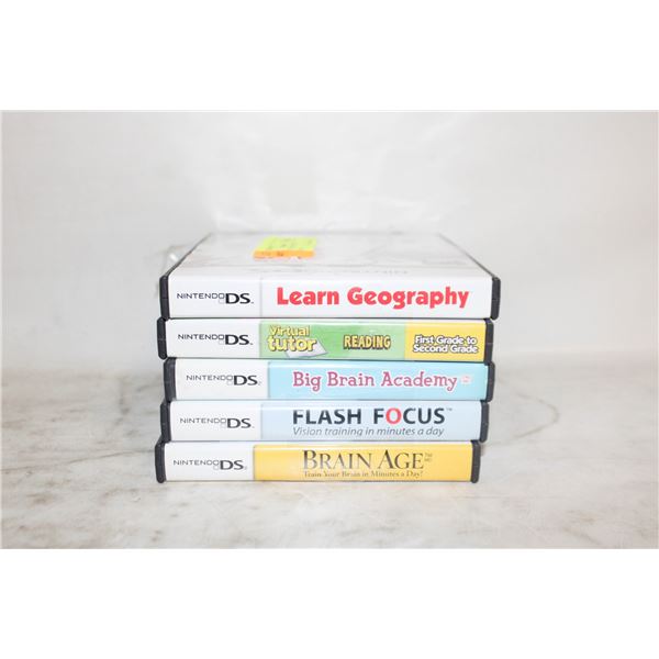 LOT OF 5 DS NINTENDO CARTRIDGE'S