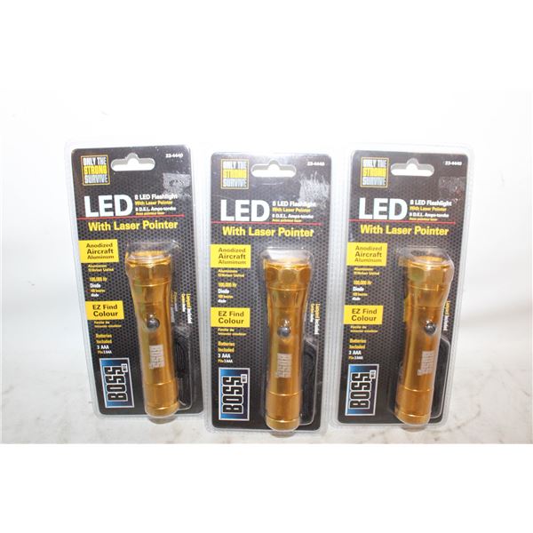 SEALED 3 BOSS LASER LED FLASHLIGHT'S