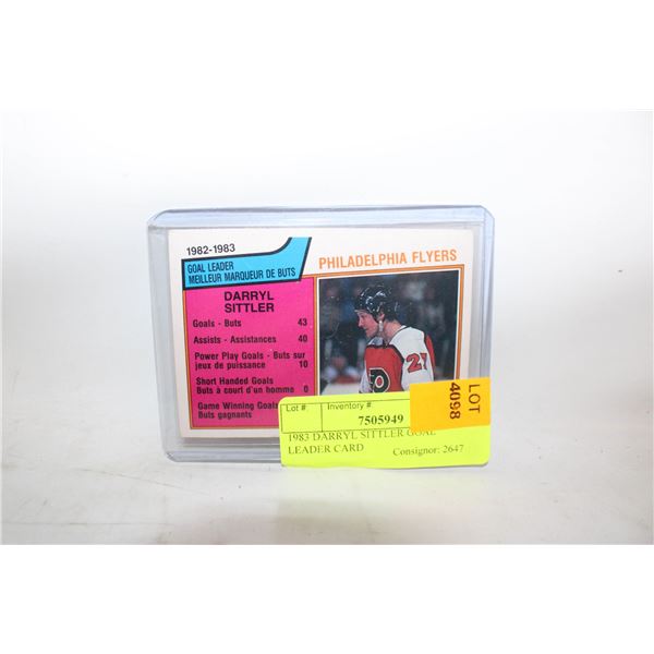 1983 DARRYL SITTLER GOAL LEADER CARD