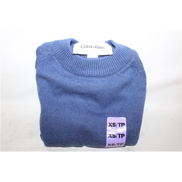 NEW CALVIN KLEIN BLUE CREW SWEATER, MNS SZ. XS,