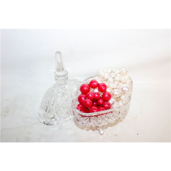 JEWELRY & CRYSTAL GLASS CANDY DISH LOT