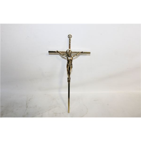 BRASS - VINTAGE BRASS CRUCIFIX WITH "INIR"