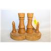 Image 1 : PAIR OF WOOD CARVED CHESS PCS BOOK ENDS