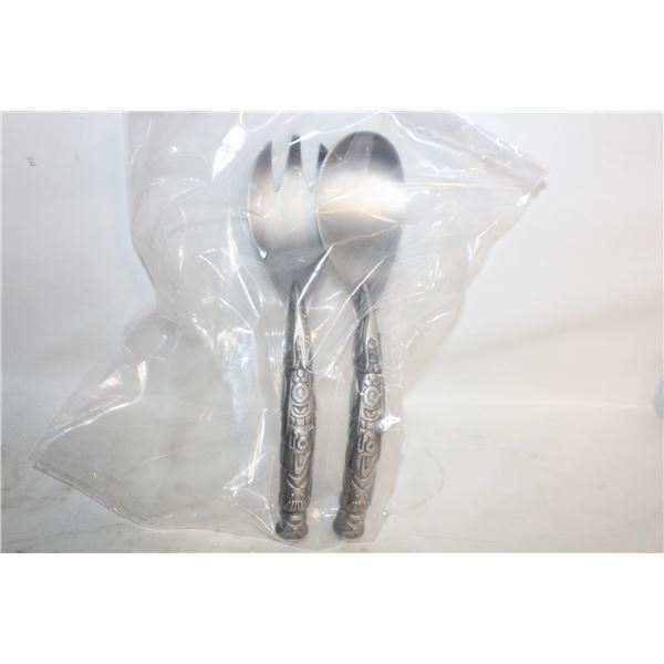 HAIDA DESIGN STYLE HEAVY PEWTER SALAD