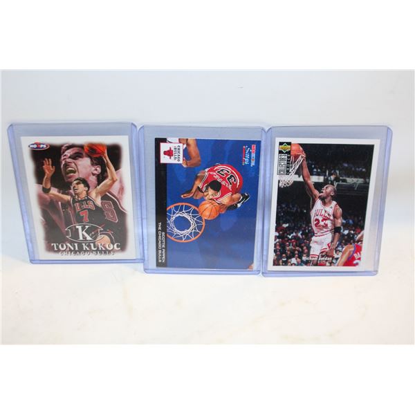 (3) BULLS BASKETBALL CARDS - JORDAN, PIPPEN,