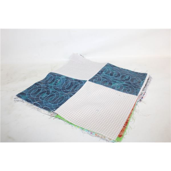 7 SQUARE FABRIC BLOCKS FOR QUILTS, 9"X9",