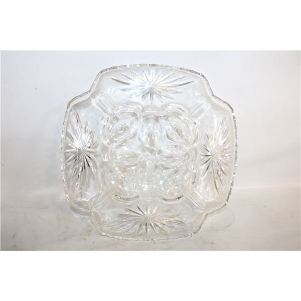 CRYSTAL DEVILED-EGG PLATE, 12"X12"