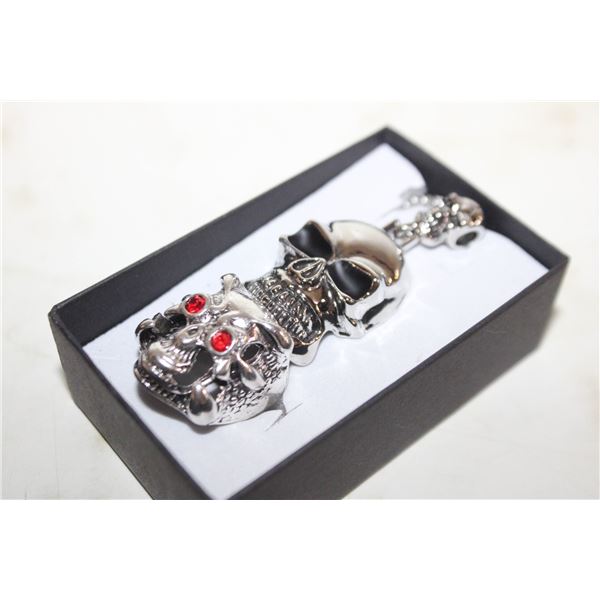 NEW SKULL BIKERS RING AND NECKLACE SET