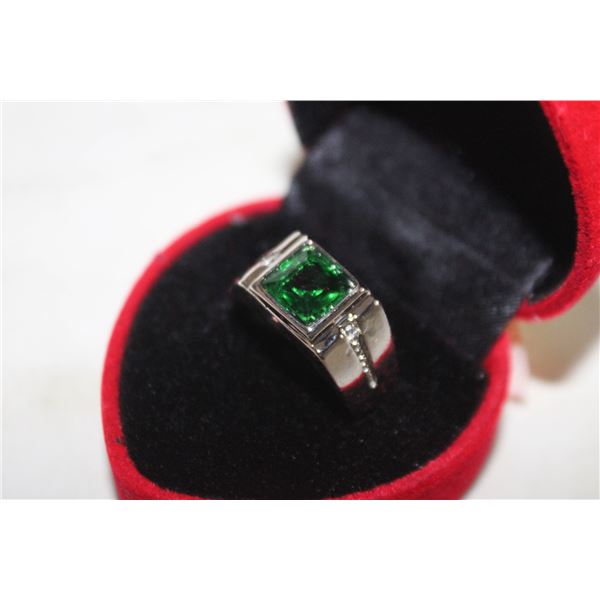 NEW GREEN Z MENS RING SZ 8