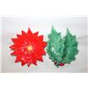 Image 1 : CERAMIC POINSETTIA FLOWER & HOLLY LEAVES