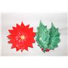 Image 1 : CERAMIC POINSETTIA FLOWER & HOLLY LEAVES