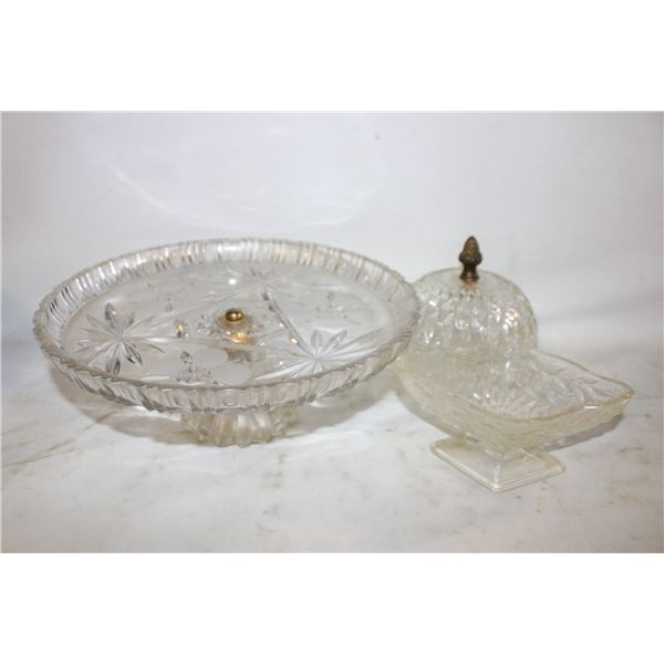 CRYSTAL CANDY DISHES & CAKE STAND