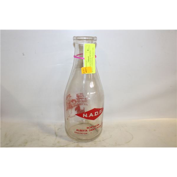 N.A.D.P VINTAGE GLASS MILK BOTTLE EDMONTON