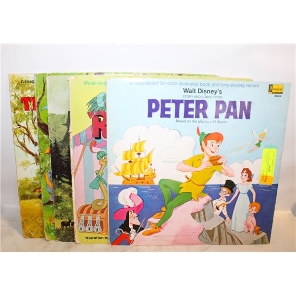 LOT OF 5 DISNEY VINTAGE KIDS STORY LPS