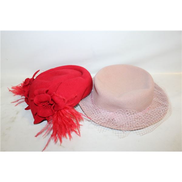 2 VINTAGE FUR FELT FASCINATOR LADIES HATS