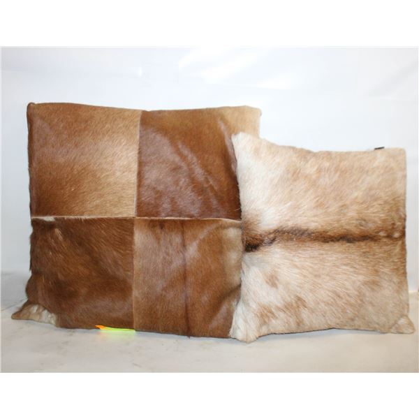 2 COWHIDE SHOWHOME THROW PILLOW/CUSHIONS-ESTATE