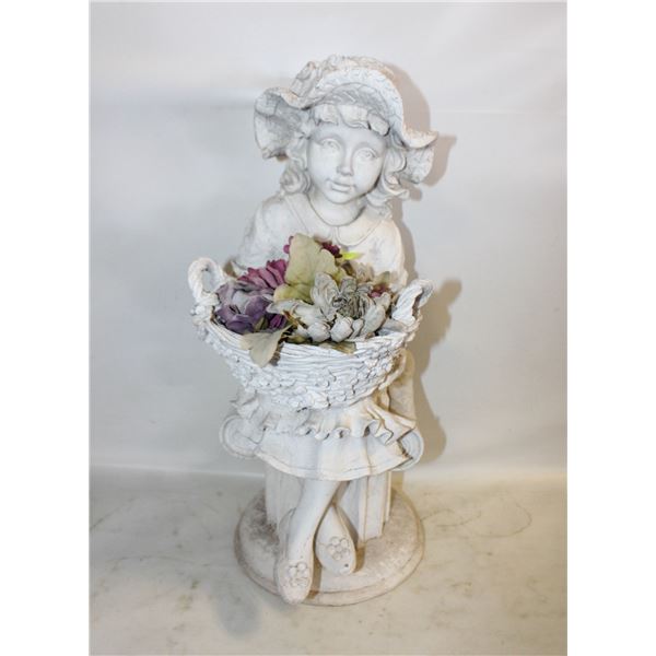 GIRL SITTING WITH PLANTER GARDEN STATUE