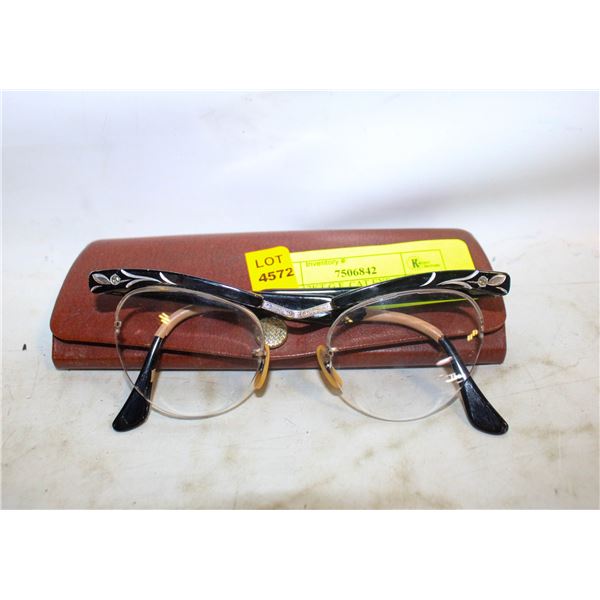 1950'S 12KT G.F. CAT EYE GLASSES WITH CASE-ESTATE