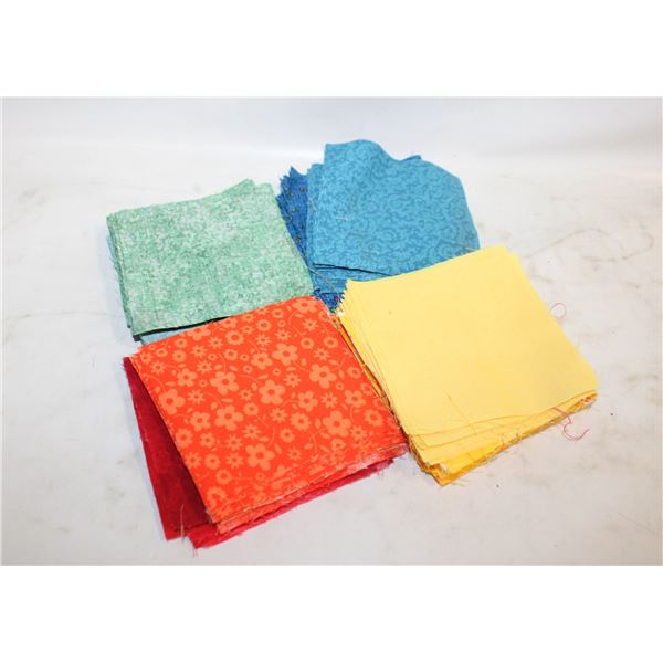 200 SQUARE 4"X4" FABRIC BLOCKS FOR QUILTING+SEWI