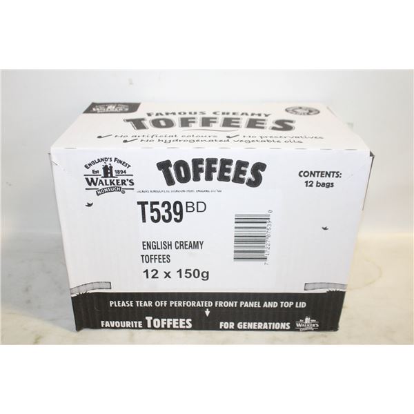 WALKERS ENGLISH CREAMY TOFFEE 12 X 150G BAGS/BOX