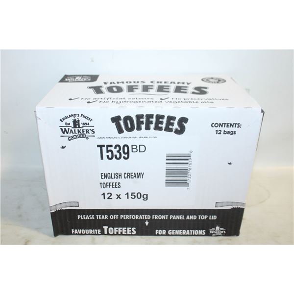 WALKERS ENGLISH CREAMY TOFFEE 12 X 150G BAGS/BOX