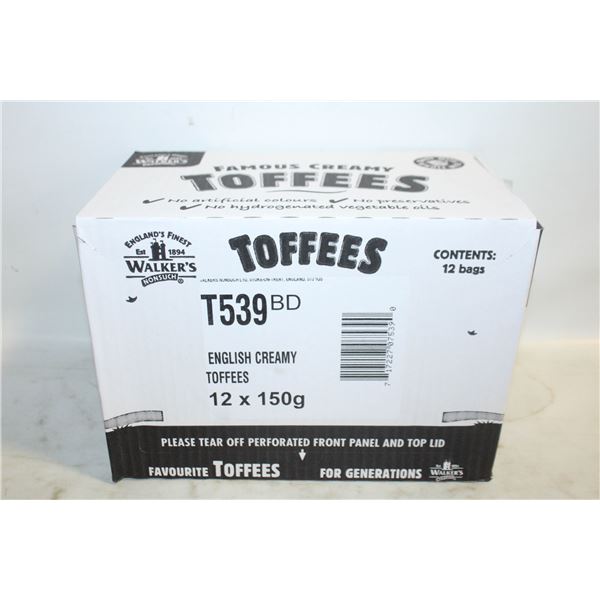 WALKERS ENGLISH CREAMY TOFFEE 12 X 150G BAGS/BOX