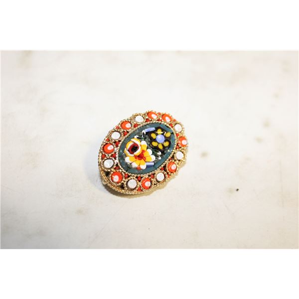 VINTAGE ITALY MOSAIC BROOCH IN BOX-ESTATE