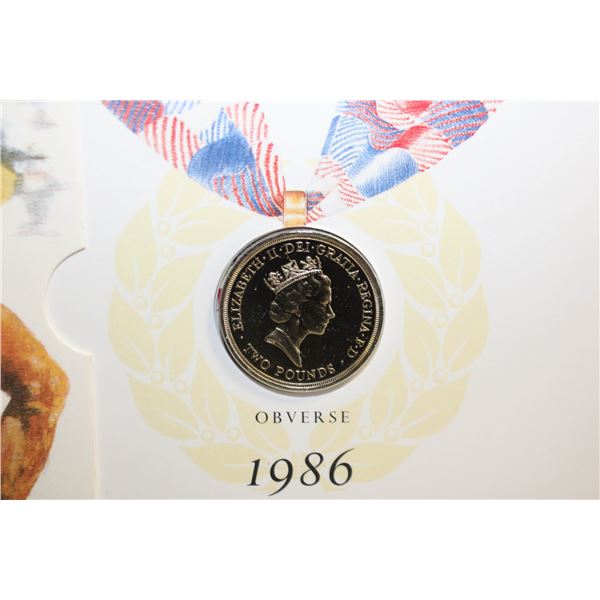 1986 UK COMMONWEALTH GAMES 2 POUND BU COIN