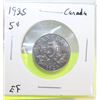 Image 1 : 1929 CANADA 5 CENTS COIN, EXTRA FINE CONDITION