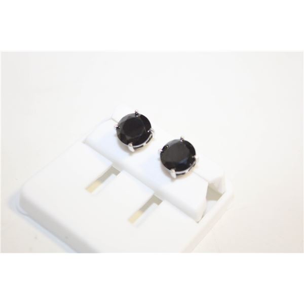NEW SILVER PLATED EARRINGS WITH BLACK STONES