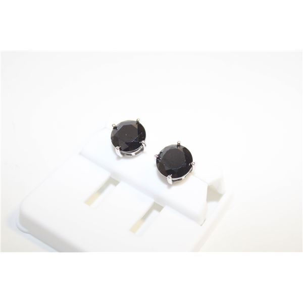NEW SILVER PLATED EARRINGS WITH BLACK STONES