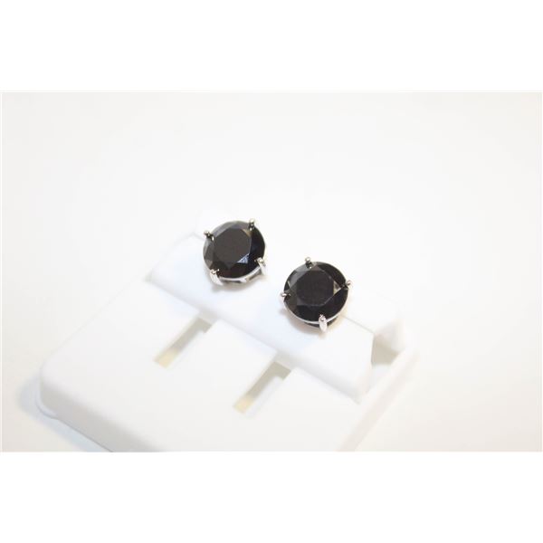 NEW SILVER PLATED EARRINGS WITH BLACK STONES
