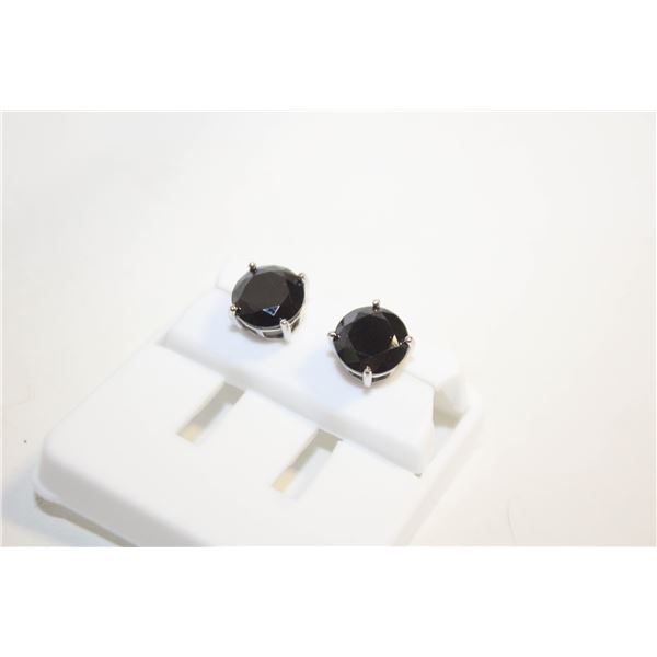 NEW SILVER PLATED EARRINGS WITH BLACK STONES