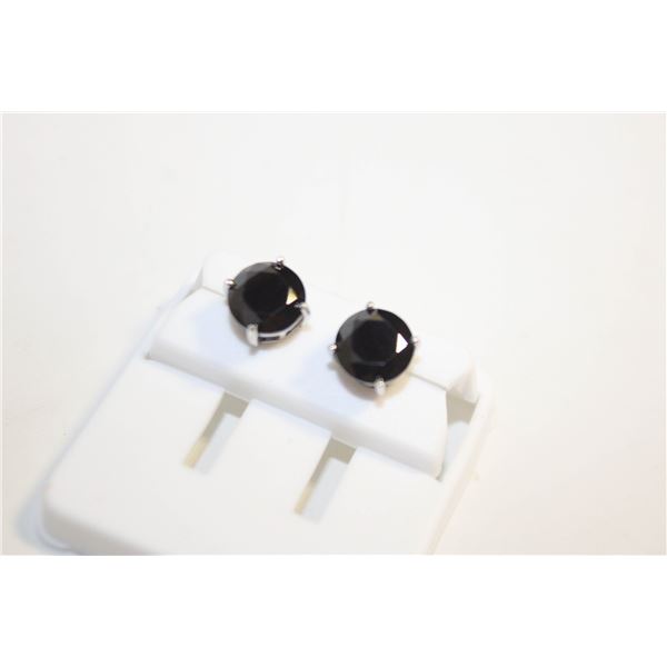 NEW SILVER PLATED EARRINGS WITH BLACK STONES
