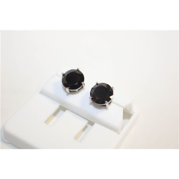 NEW SILVER PLATED EARRINGS WITH BLACK STONES