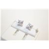 Image 1 : NEW SILVER PLATED SQUARE CUT STUD EARRINGS
