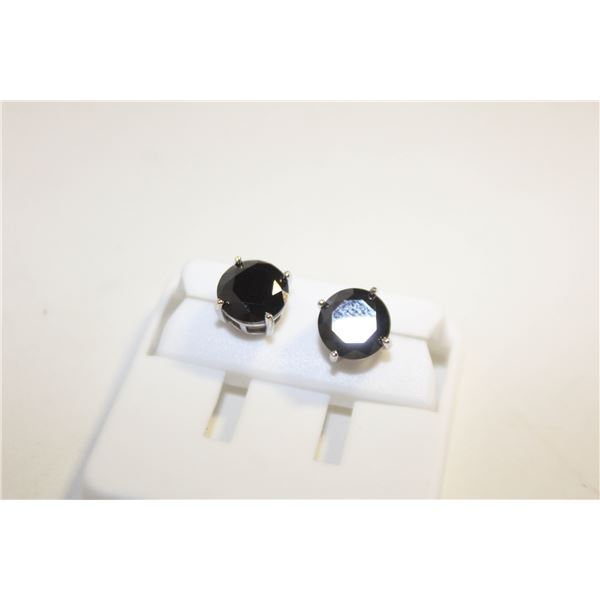 NEW SILVER PLATED EARRINGS WITH BLACK STONES