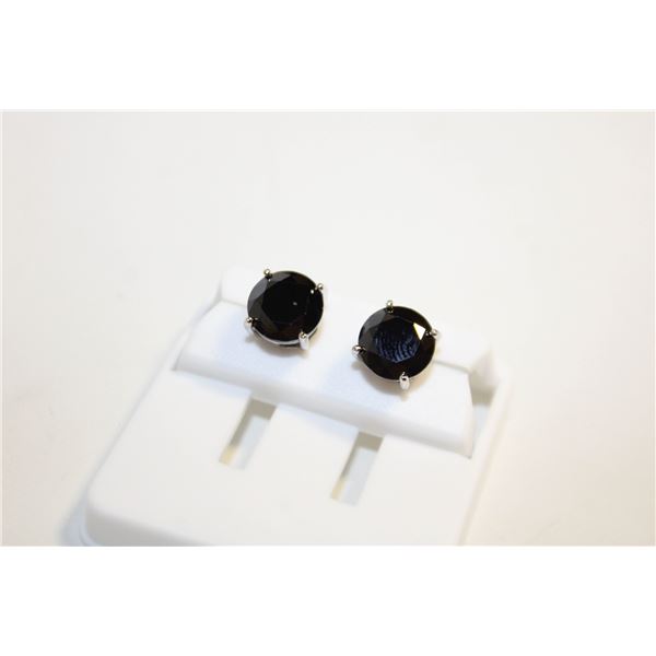 NEW SILVER PLATED EARRINGS WITH BLACK STONES