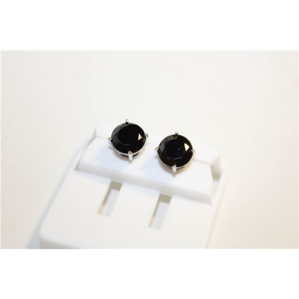 NEW SILVER PLATED EARRINGS WITH BLACK STONES