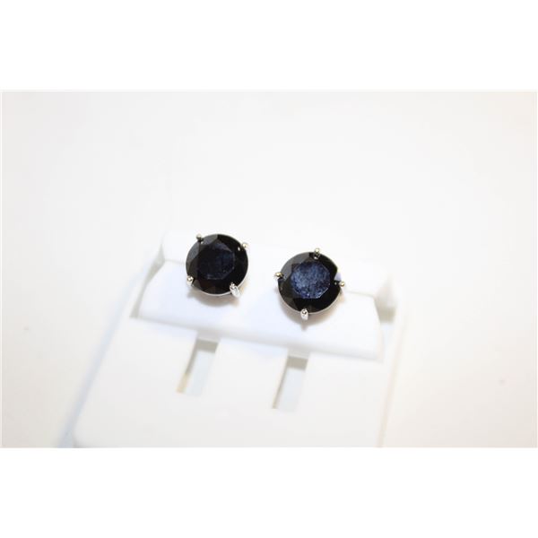 NEW SILVER PLATED EARRINGS WITH BLACK STONES