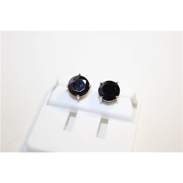 NEW SILVER PLATED EARRINGS WITH BLACK STONES