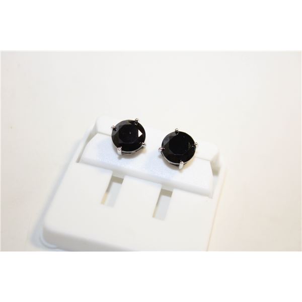 NEW SILVER PLATED EARRINGS WITH BLACK STONES